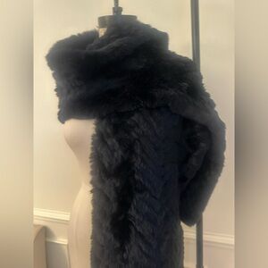 H Brand Black Rabbit Fur wrap 13”x81”